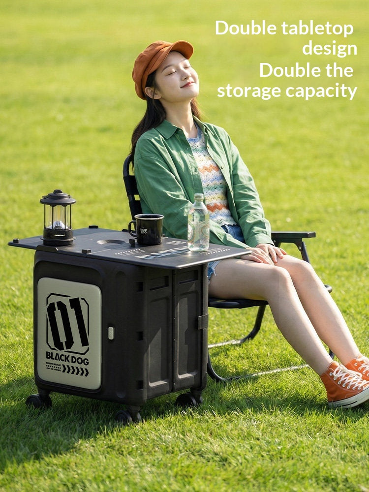 Blackdog Multifunctional Folding Storage Cart Portable Collapsible Trolley 60L Large Capacity Multipurpose Table Storage 2 Door Design Outdoor Camping