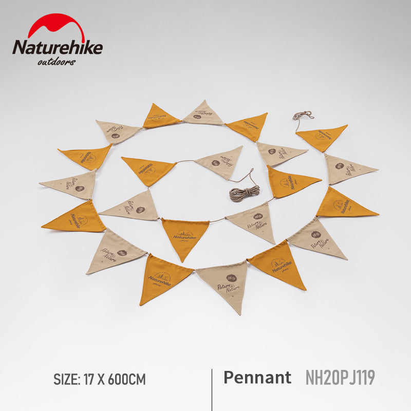 Naturehike Atmosphere Pennant Portable Ultralight 22 Flags 6 Meters Canvas Fabric Hanging Banner Camping Outdoor Festival Flag Decoration Design