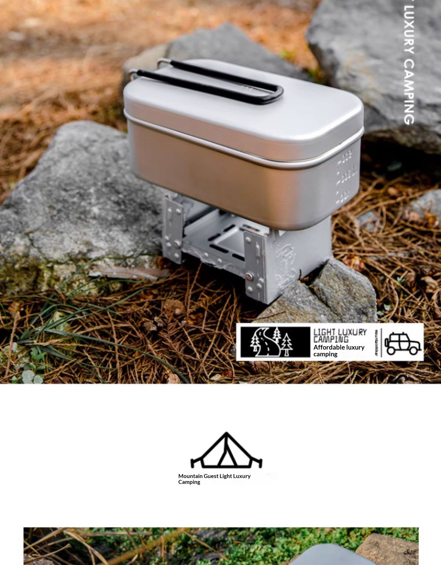 Mountainhiker SOLO Lunchbox Cookware Kit Set Portable Ultralight 650ml Tin Aluminum Square Lunch Box Extended Heat Resistant Handle Outdoor Camping