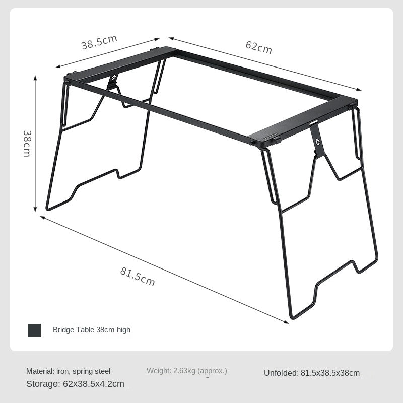 Campingmoon Modular Bridge Table Series Foldable Multiple Configuration IGT Compatible Outdoor Camping Black Folding Integrated Grill Kitchen Table