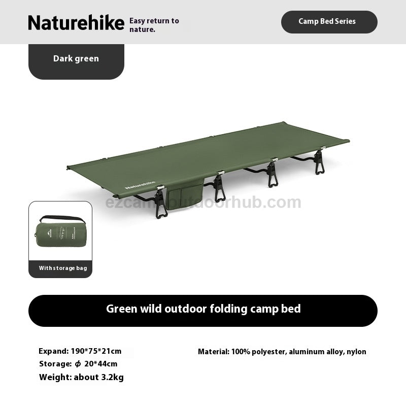 Naturehike XJC08 Camping Cot Portable Foldable Ultralight 75cm Wide Sleeping Bed Mattress Leverage Lock Design Load Bearing Up To 150kg Outdoor Hiking Backpacking Travel Survival Gear