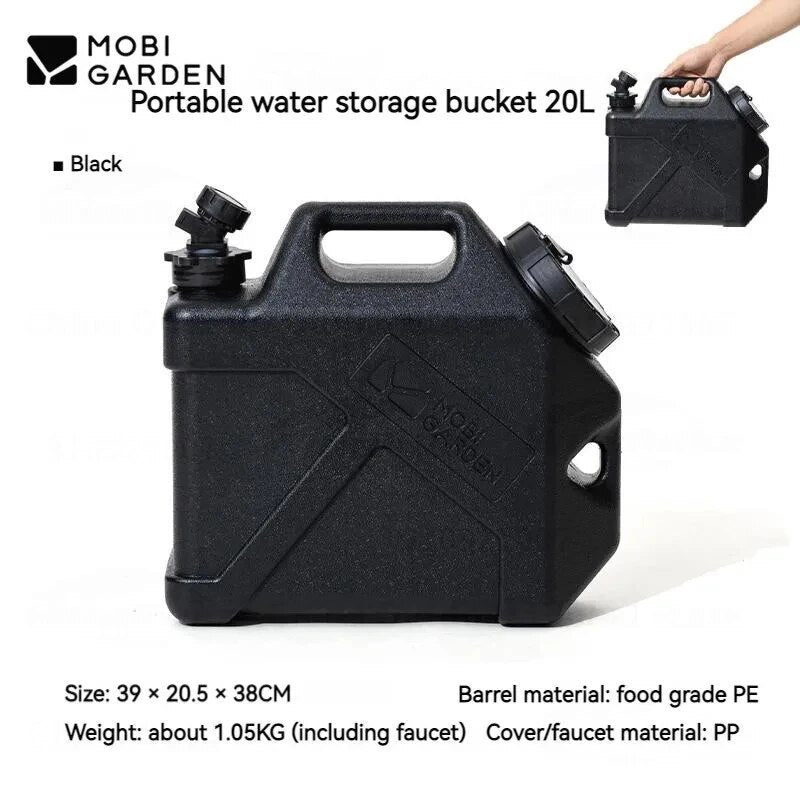Mobi Garden MUZE Outdoor Water Container 10L 20L Thick Food Grade PE Plastic Material Drinking Water Storage Faucet Bucket Camping Large Capacity Tank Mobigarden