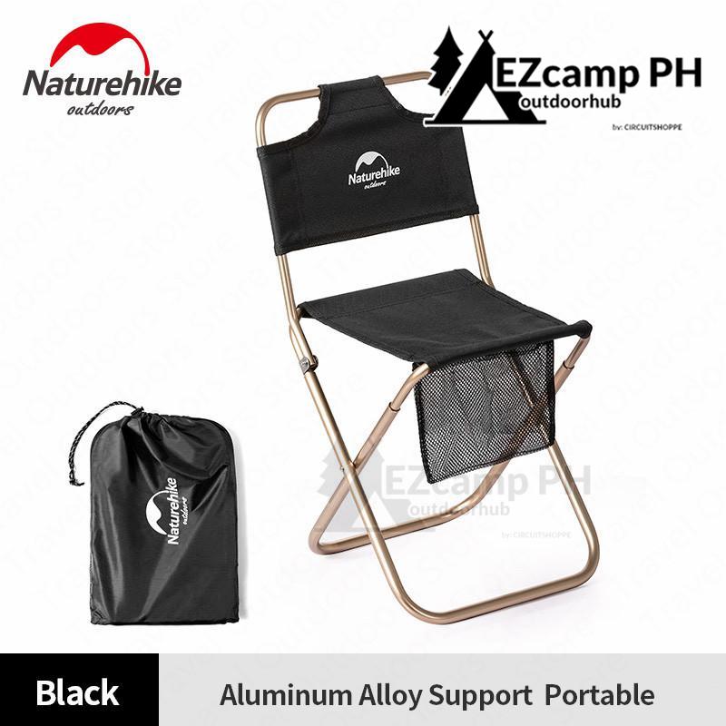 Naturehike Folding Mini Camping Chair Portable Ultralight Foldable Fishing Chair 80KG Max Load Aluminum Alloy Stool Backrest Leisure Outdoor Hiking Camping Picnic Travel Heavy Duty Original Nature Hike