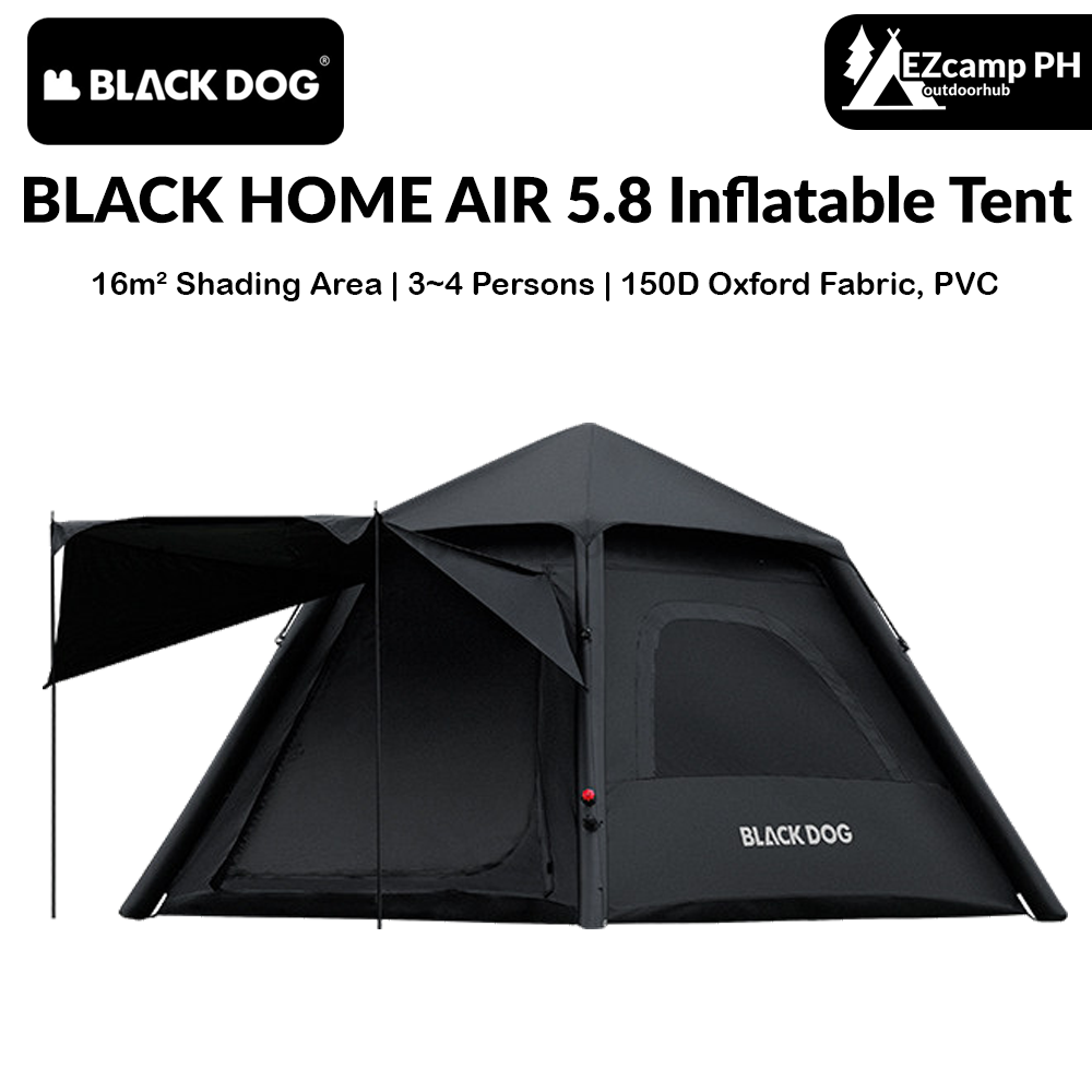 Blackdog BLACK HOME AIR 5.8 Inflatable Tent 3-4 Persons Dome Style Fast Build Waterproof Black Vinyl Coated Sunscreen With Electric Air Pump Outdoor