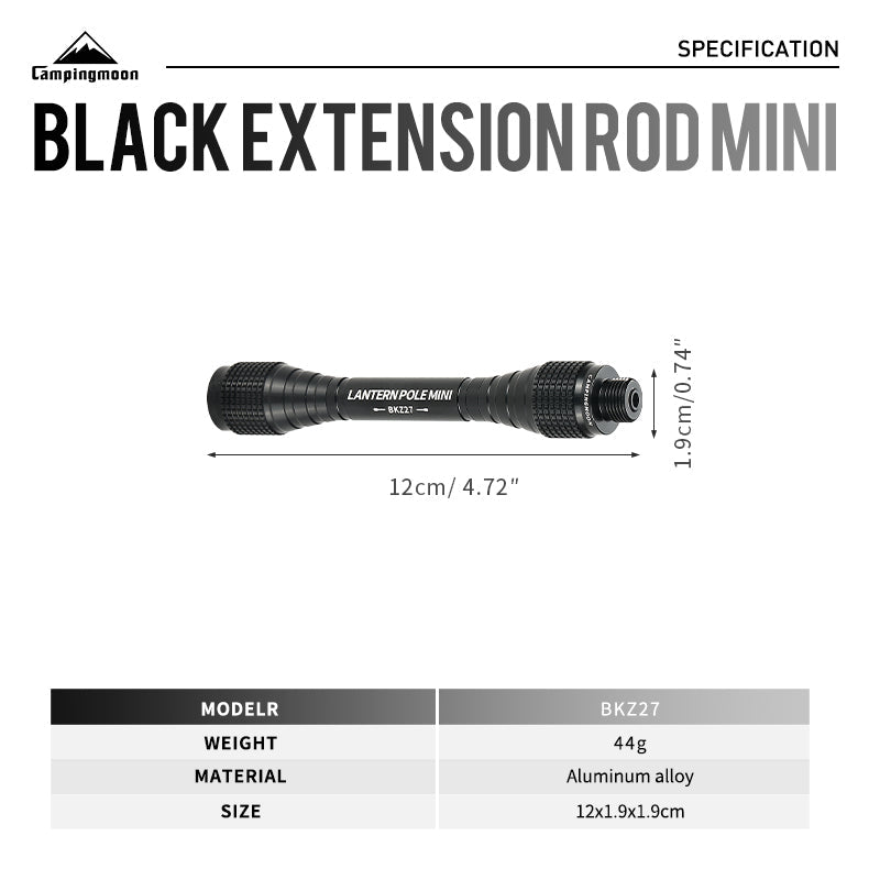 Campingmoon BKZ26 Lantern Extension Rod Portable Black Aluminum Alloy Outdoor Gas Lamp Atmosphere Light Heightened Camping Supplies Extended Pole