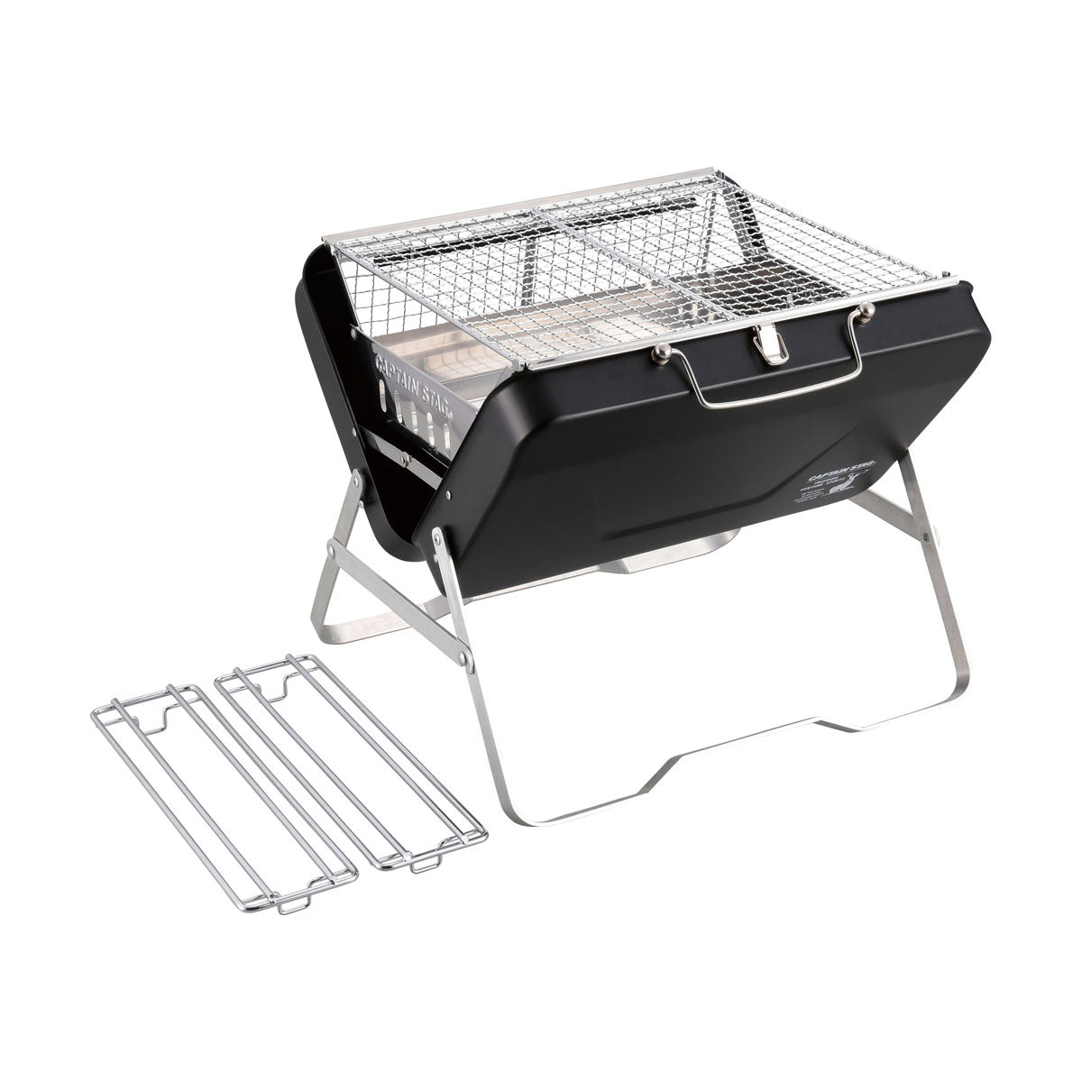 CAPTAIN STAG UG-0077 V-Shaped Fire Grill Portable Lightweight CS Black Label Large  Folding BBQ Stove Charcoal Firewood Burner Outdoor Camping