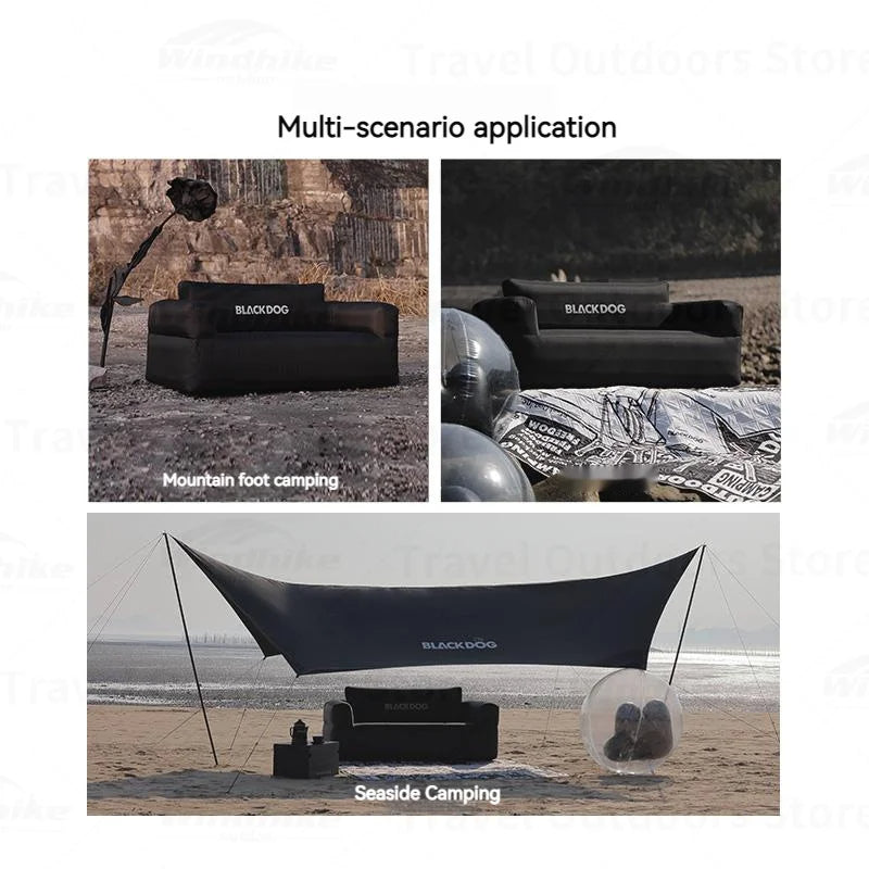 BLACKDOG Automatic Air Inflatable Black Camping Double Portable Sofa Bed 45cm Height up to 300kg Max Load Built-in Electric Air Pump Rechargeable USBC
