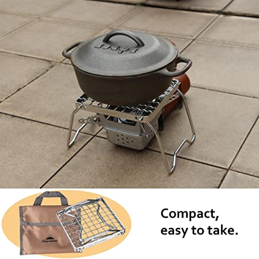 CAMPINGMOON MS-1011 Portable Campfire Grill Folding Encrypted Barbecue Net Over Fire Split Stoves 304 Stainless Steel Grid Wire Camping Hiking Picnic Travel Heavy Duty Original Camping Moon