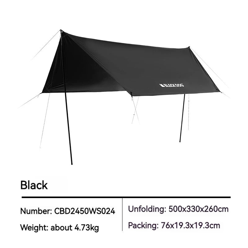 BLACKDOG Hexagonal Arc Edge Sky Curtain Large Canopy Awning Tarp Tent PU Coated 27m² Shade Area UPF50+ Sunscreen Shelter with Poles Hexagon Square