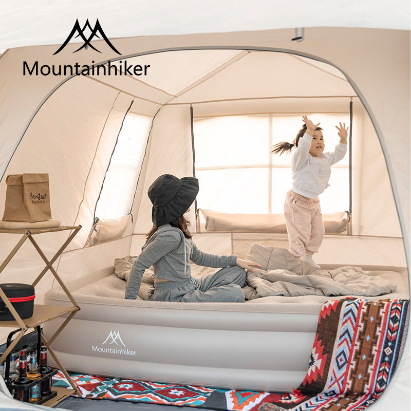 Mountainhiker Automatic Inflatable Mattress Portable High Air Bed Inflate USB C Charging Built-in Detachable Air Pump Queen King Size Black Beige Camping Mat Pad
