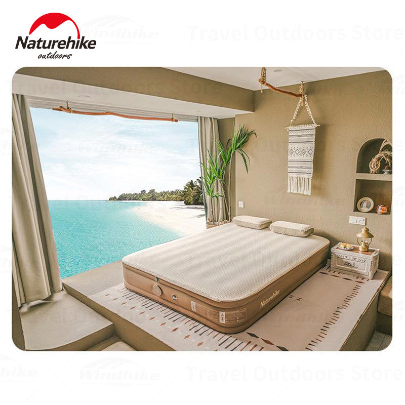 Naturehike Inflatable Air Mat Outdoor Double Mattress Tent Sleeping Pad Tourist Inflating Bed With 4 in 1 Built-in Pump Camping Hiking Picnic Beach Travel Heavy Duty Original Nature Hike