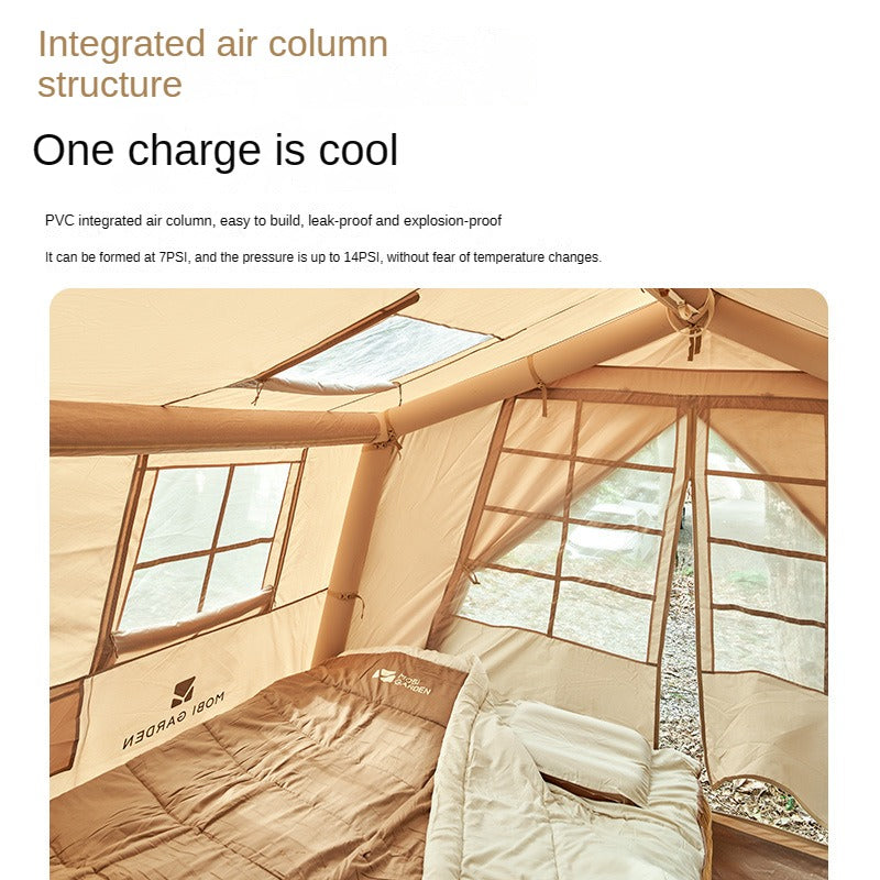 Mobi Garden CLOUD VILLA 12.6 Air Inflatable Tent Luxury Glamping Large 12.6m² PVC Air Poles 1 Bedroom 1 Living room for 6-8 Persons Waterproof