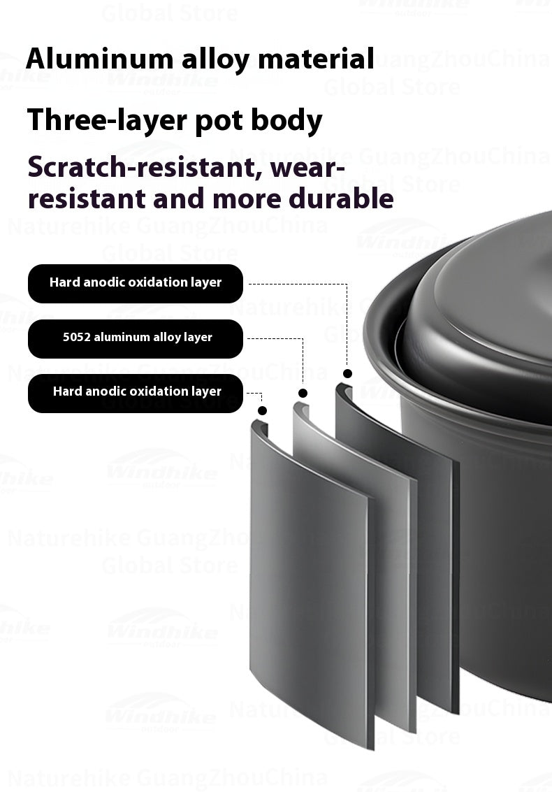 Blackdog Camping Cookware Set Portable Lightweight Multipurpose Cooking Aluminum Alloy Large Capacity Frying Pan Water Pot Storage Tableware Kitchenware