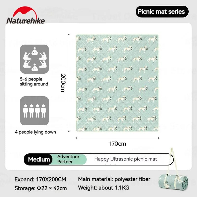 Naturehike HAPPY Series Ultrasonic Picnic Mat Waterproof Moisture Proof 3-10 Persons Cushion Pad Eco-Friendly Cotton Blankets Village 6.0 13 Add-on