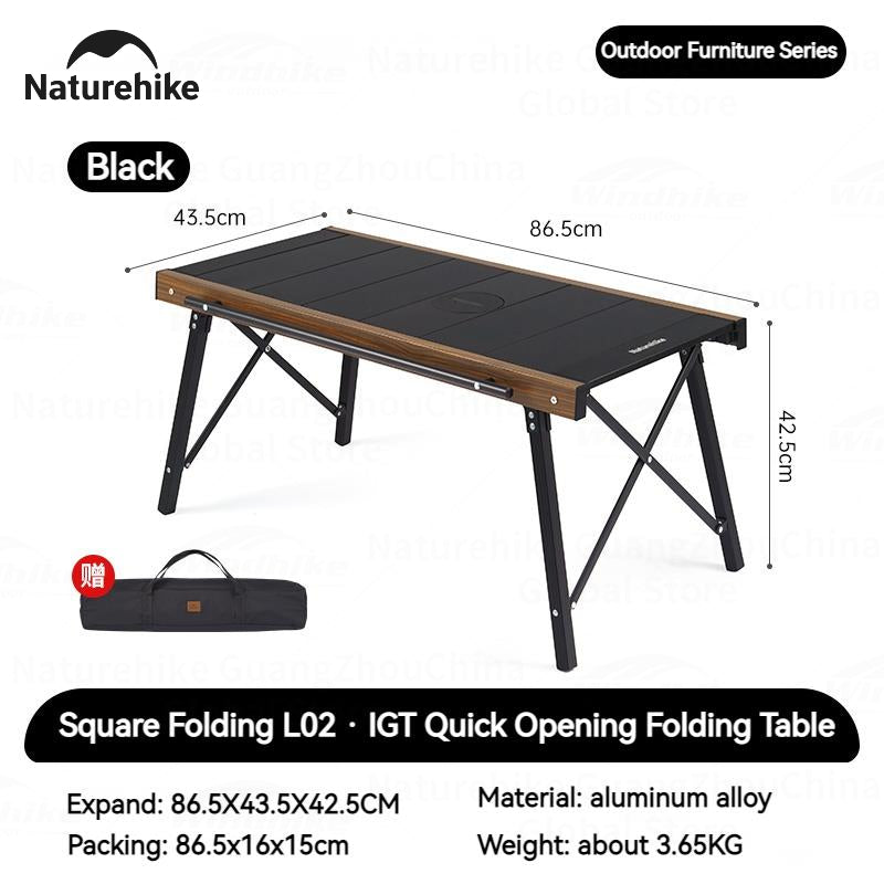 Naturehike IGT Aluminum Alloy Folding Table Multifunctional Quick-Open Table Removable BBQ Grill Wood Picnic Fishing Hiking Camping Outdoor