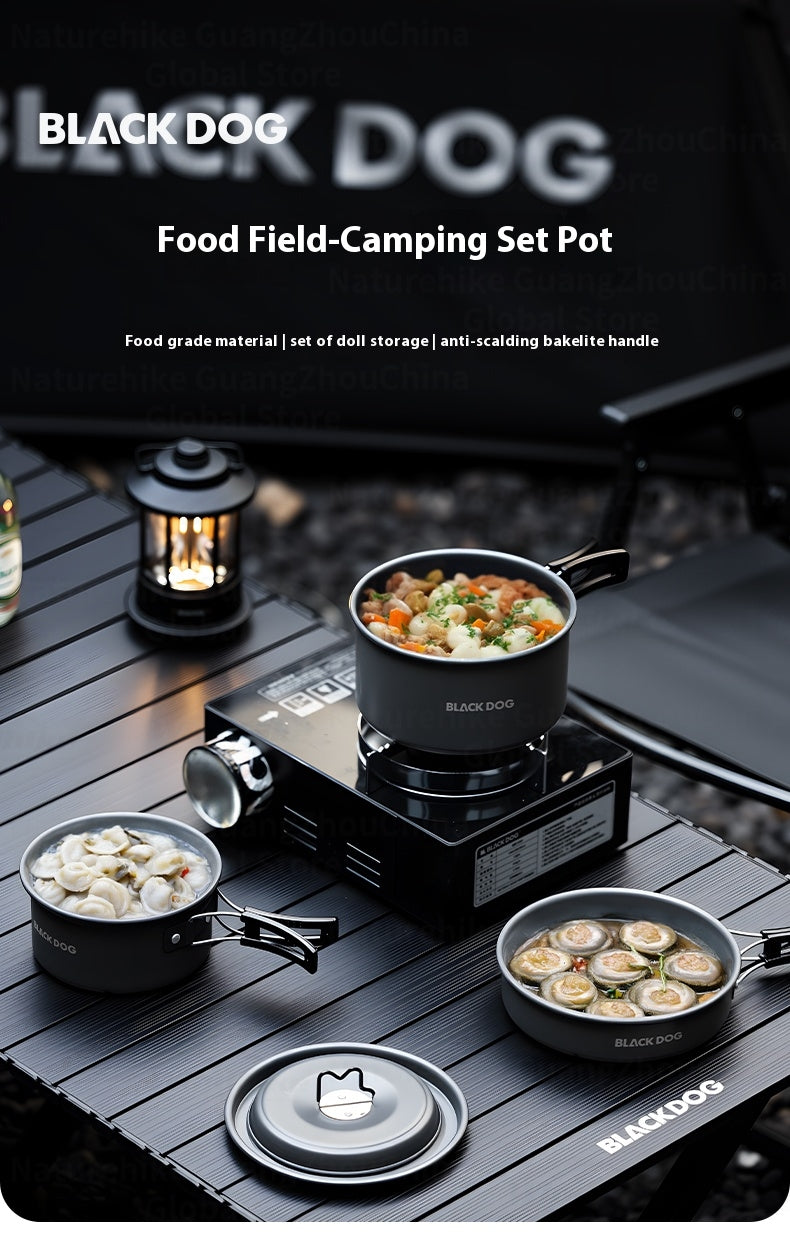 Blackdog Camping Cookware Set Portable Lightweight Multipurpose Cooking Aluminum Alloy Large Capacity Frying Pan Water Pot Storage Tableware Kitchenware