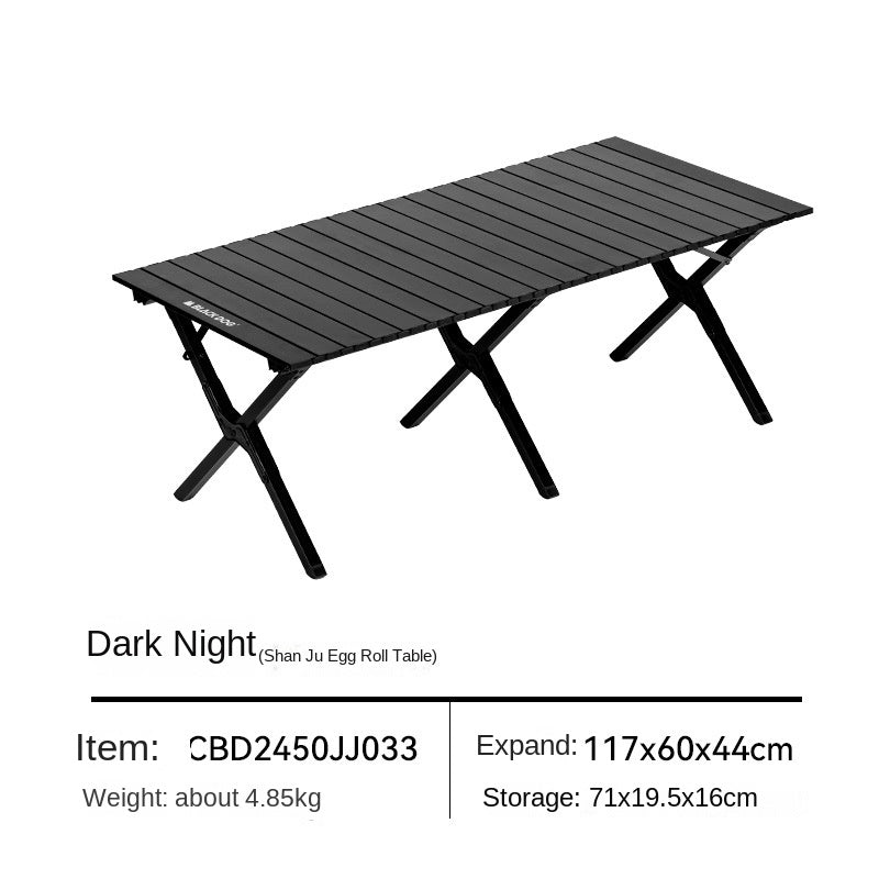 BLACKDOG Aluminum Alloy Egg Roll Table Portable Folding Camping Coffee Dining Table Outdoor Hiking Picnic Beach Foldable Board Triangular Cross Support