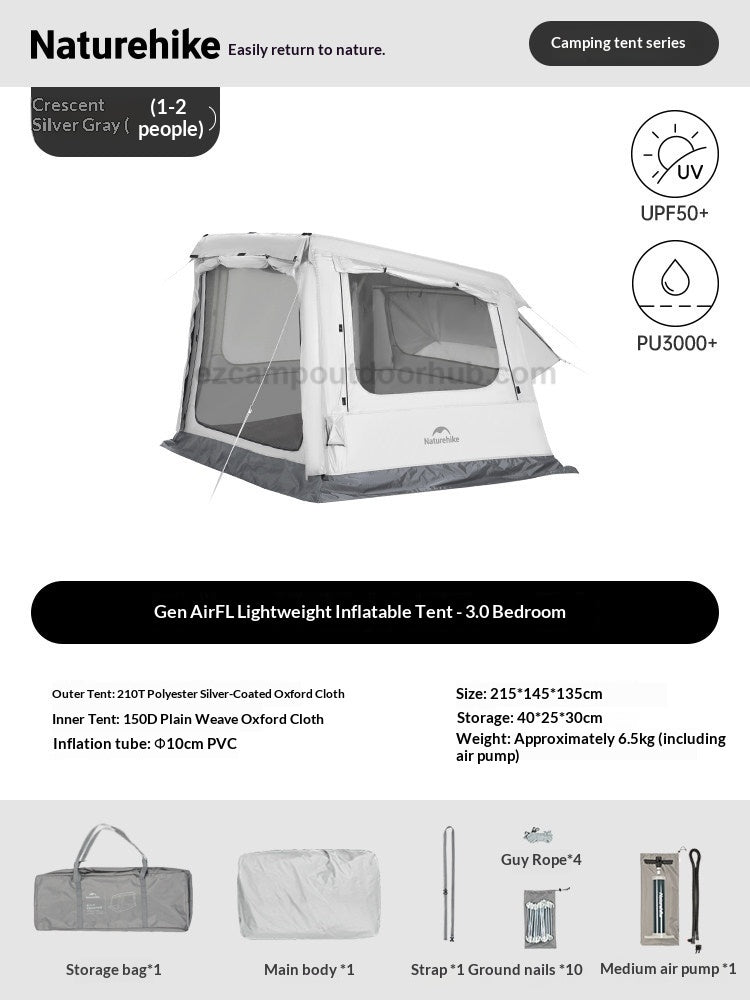Naturehike AIR FL 6.0 / 3.0 Air Inflatable Tent 2-4 Persons Fast Build Modular Multiple Setting PVC Air Poles Waterproof Sunscreen Outdoor Camping