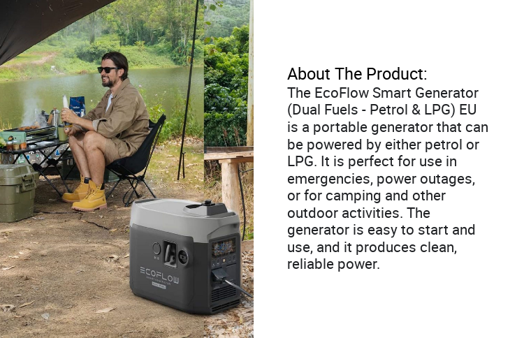 EcoFlow Dual Fuel Smart Generator Portable Lightweight Multifunctional Large Capacity Either LPG Or Gasoline Emergency Generator Backup Eco Flow
