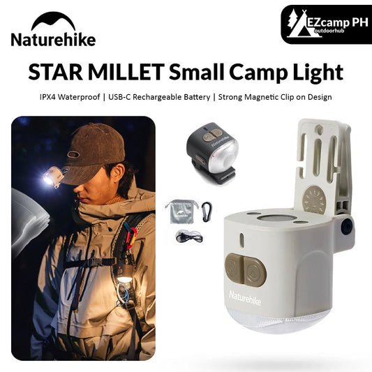 Naturehike STAR MILLET Small Camping Light Mini Clip-on Magnetic Headlamp Multifunctional IPX4 Waterproof USB C Rechargeable Battery Sensor Lantern