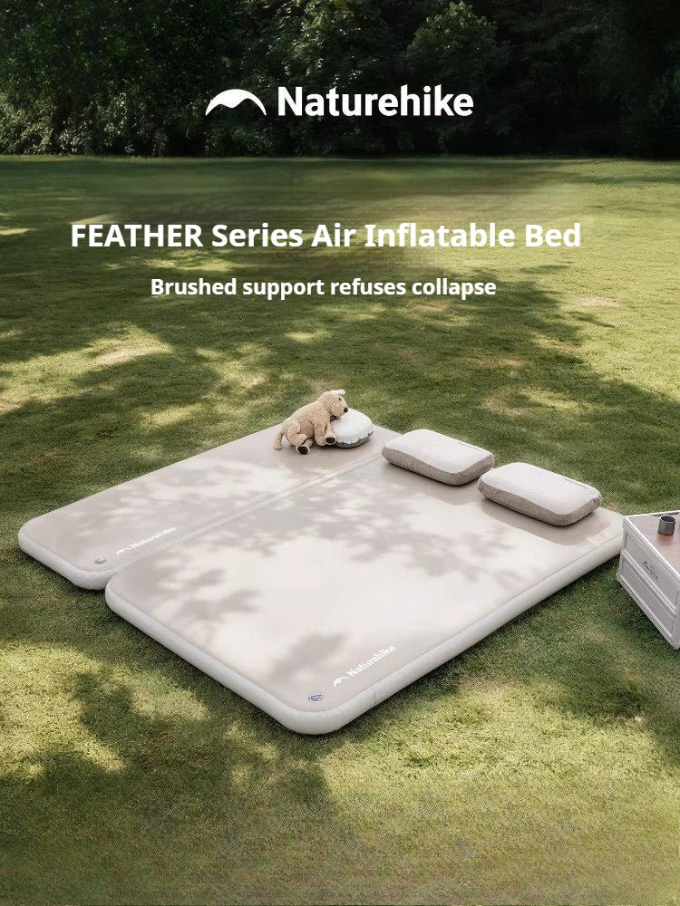 Naturehike FEATHER Series Air Inflatable Bed Foam Topped Padded 10CM Thick Sleeping Pad Optional Electric Or Manual Air Pump Unlimited Splicing Outdoor
