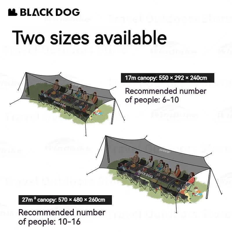 BLACKDOG Hexagonal Arc Edge Sky Curtain Large Canopy Awning Tarp Tent PU Coated 27m² Shade Area UPF50+ Sunscreen Shelter with Poles Hexagon Square