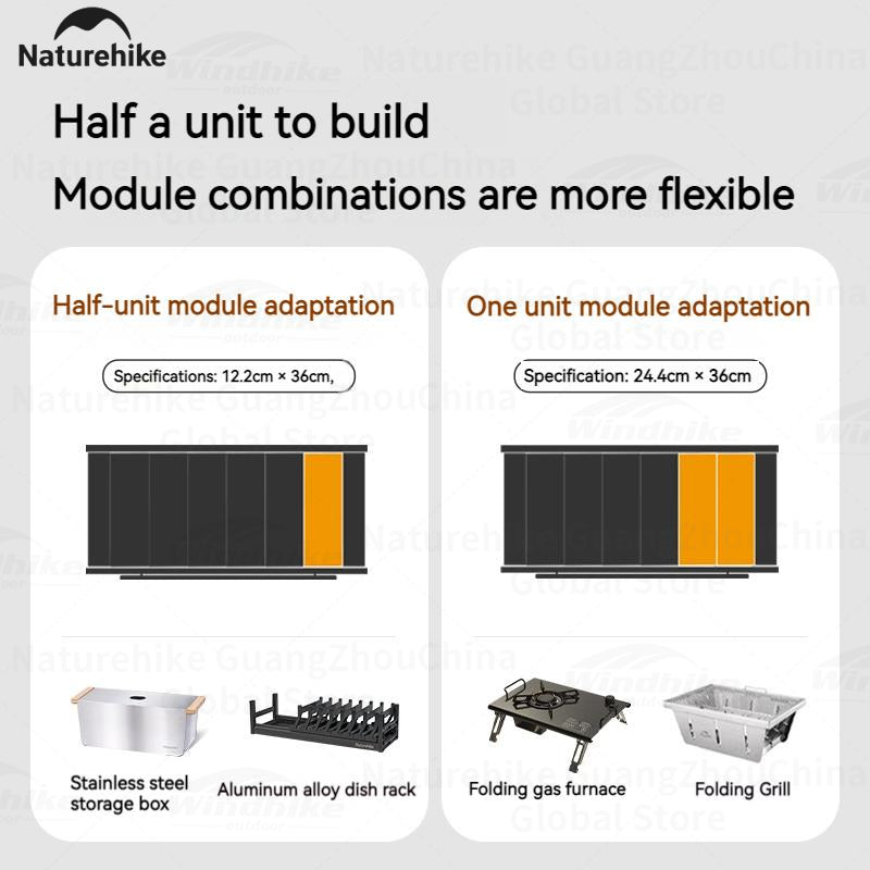 Naturehike IGT Aluminum Alloy Folding Table Multifunctional Quick-Open Table Removable BBQ Grill Wood Picnic Fishing Hiking Camping Outdoor