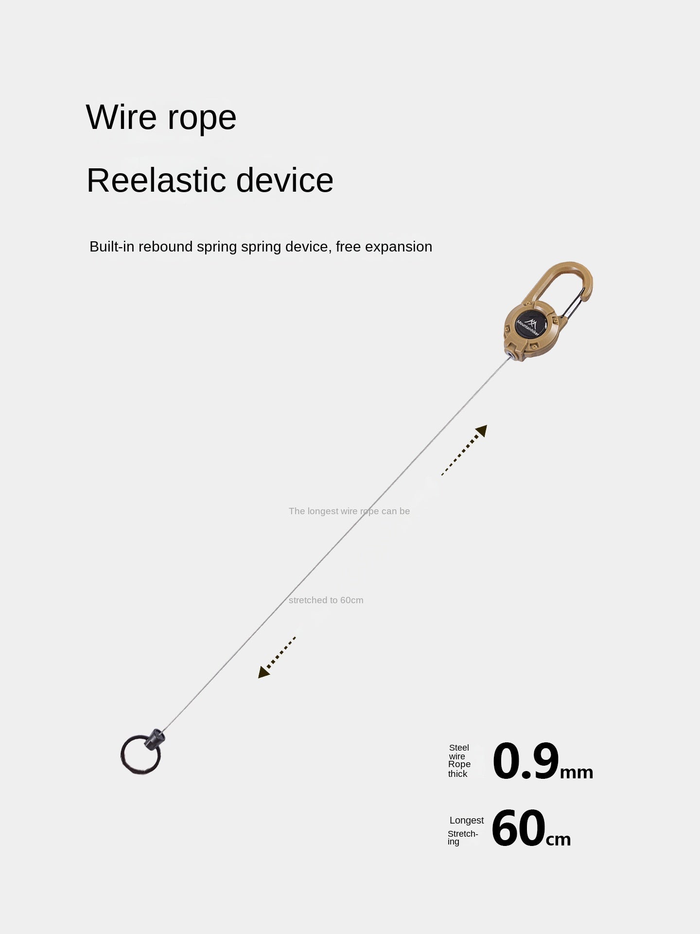 Mountainhiker SZK1315 Hook Buckle Rope Portable Multipurpose Anti Lost Telescopic Stretchable Lanyard 60cm Keychain Fastener Hiking Outdoor Camping Travel
