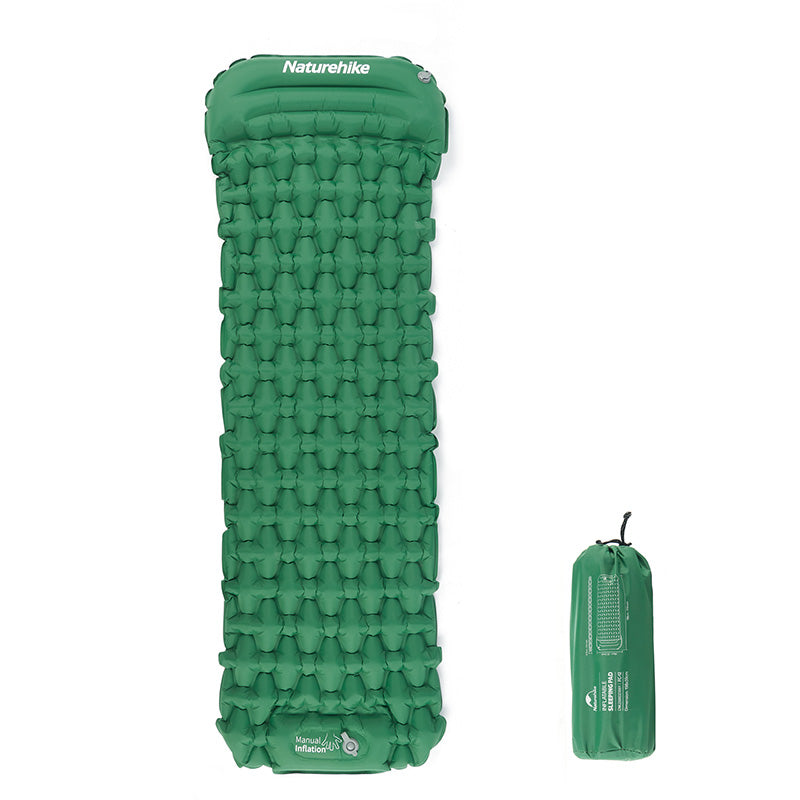 Naturehike Inflatable Sleeping Pad Outdoor Portable Lightweight Air Inflatable Sleeping Pad Easy Foot Step Inflation TPU Nylon Air Bed With Pillow Single Mat Built In Pump Waterproof Camping Hiking Picnic Travel Heavy Duty Original Nature Hike