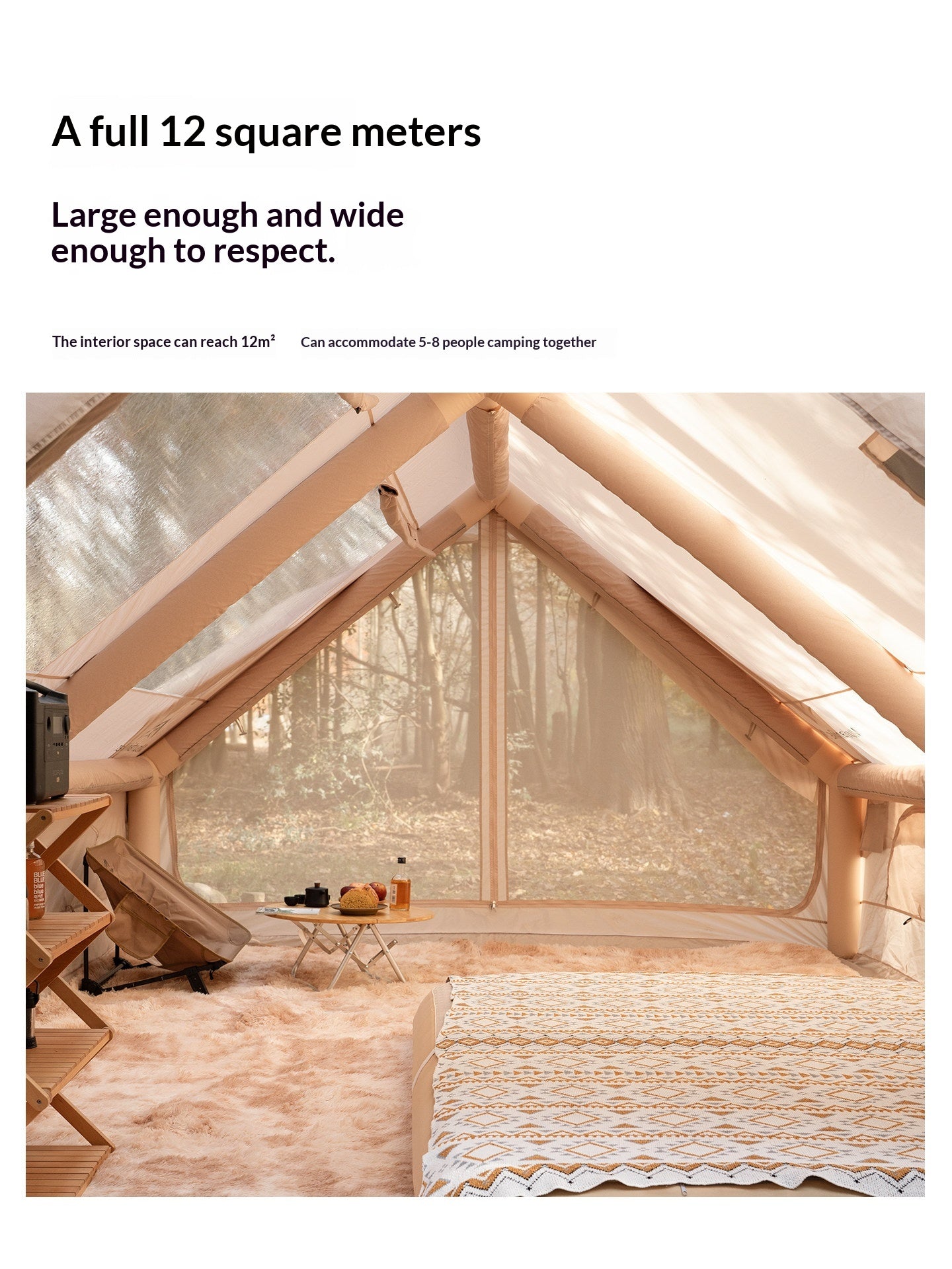 Mountainhiker STARRY SKY AIR 12 Inflatable Tent 5-8 Persons Panoramic Sunroof Large 12m² Interior Space 4 Sided Breathable Windows Waterproof Outdoor