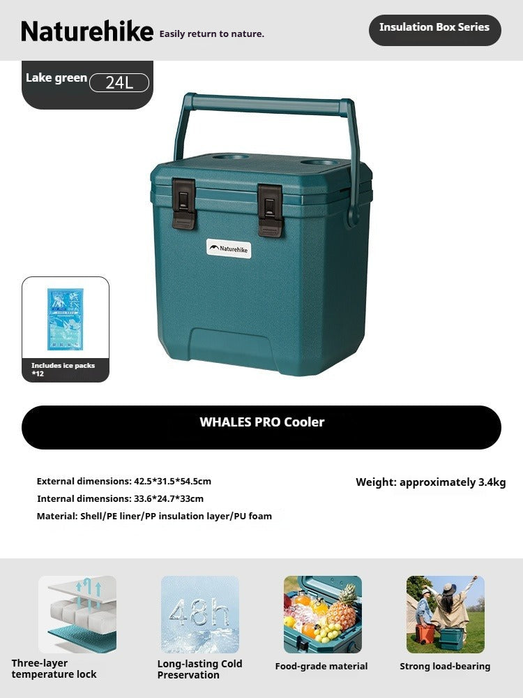 Naturehike WHALES PRO Cooler Portable Multipurpose 17/24/36L Capacity Food Drink Ice Storage Container Chest Box PU Cold Up To 49H Outdoor Camping