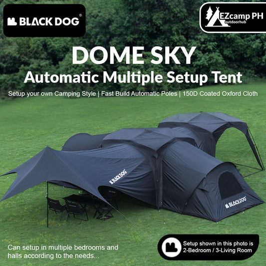 BLACKDOG DOME SKY Automatic Modular Multiple Setting Canopy Tent Unlimited Connection Bedroom Living Area Waterproof Outdoor Fast Build 4-12 Person Unicorn