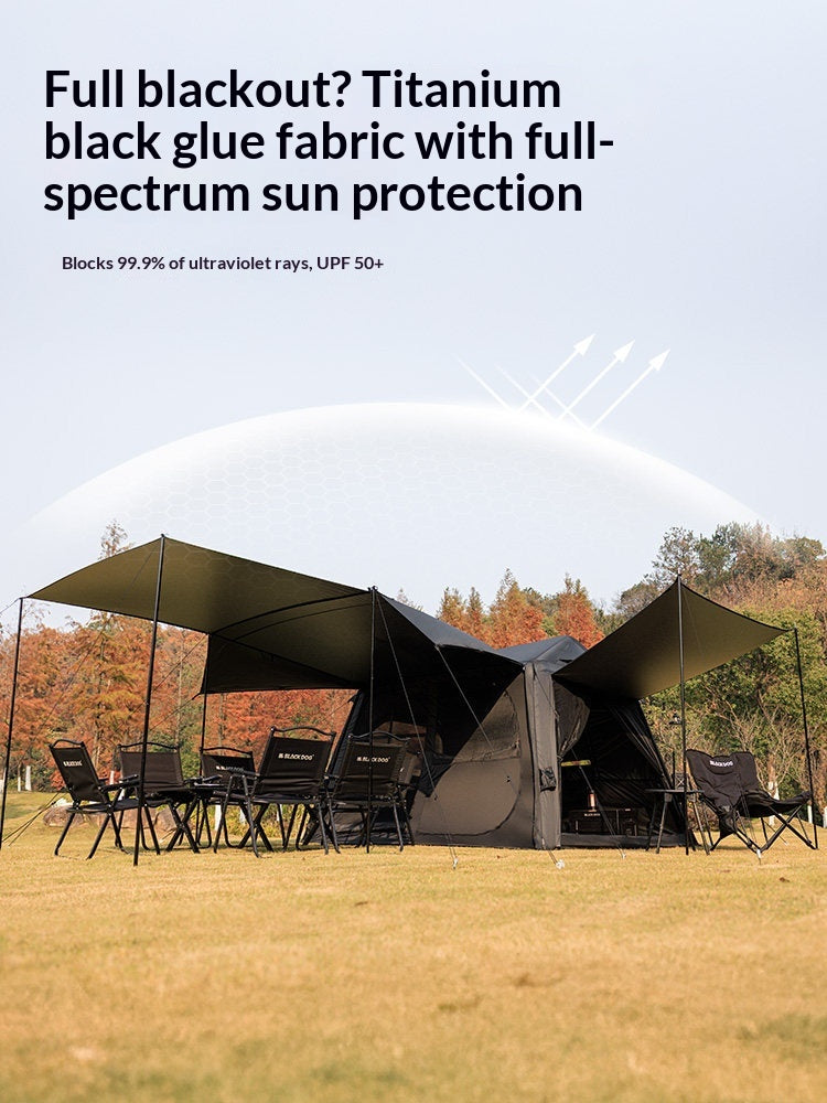 Blackdog MOUNT HAVEN AIR PRO Inflatable Tent Fast Build Cabin Style Shelter 4-5 Persons PVC Air Pole Waterproof Black Vinyl Coated Sunscreen Outdoor