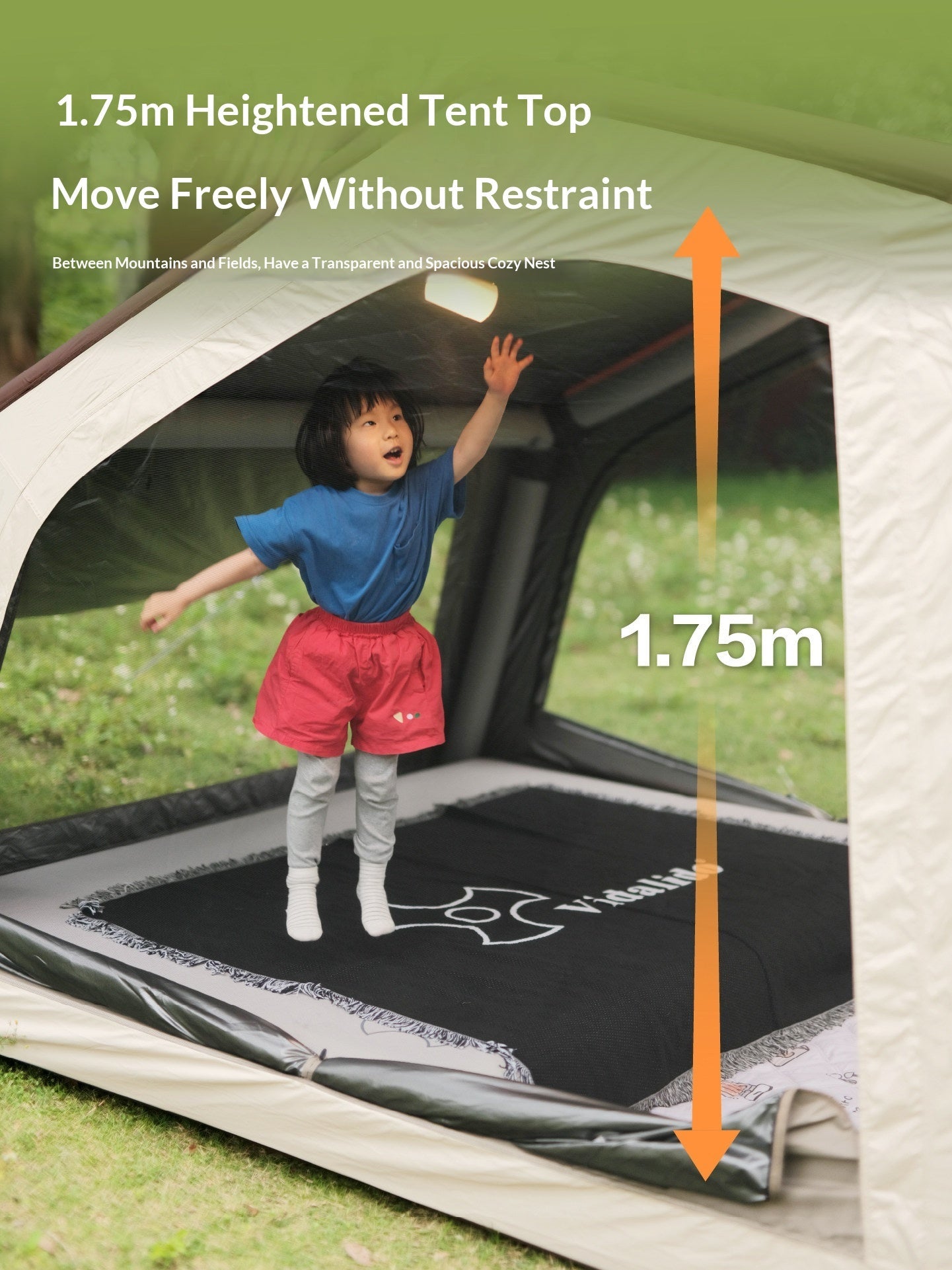 Vidalido STAR DREAM 5.0 Air Inflatable Tent Ti Black Vinyl Coated Sunscreen Waterproof Fast Build PVC Air Poles 7.5m² Interior Space For 2-4 Persons