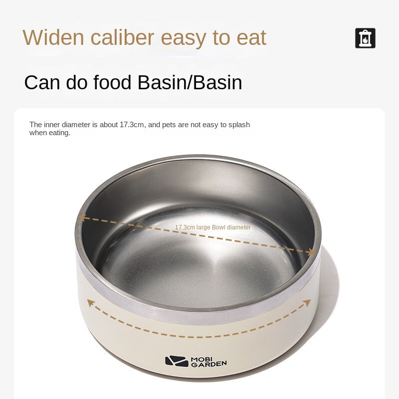 MOBI GARDEN Pet Bowl Dish Portable Lightweight Multipurpose Cat Dog Pet Food Bowl 304 Stainless Steel Anti-skid Tableware Water Basin Outdoor Camping