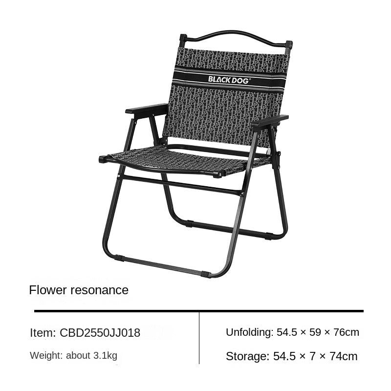 BLACKDOG MOUNTAIN SOUL Black Portable Folding Kermit Chair Travel Ultralight Low High PRO Foldable Chair up to 190kg Max Load Thick Carbon Steel Frame