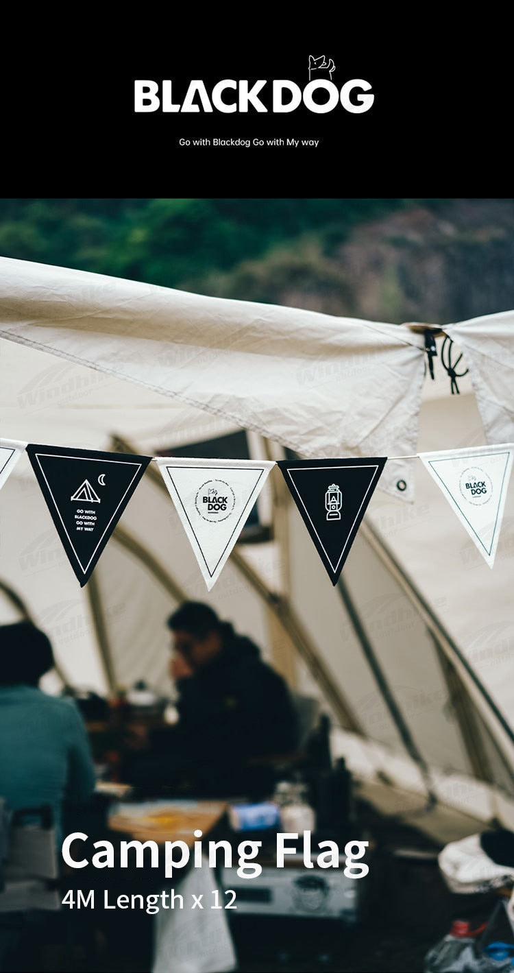 BLACKDOG Camping Atmosphere Pennant String Decor 12 Flag 4M Wind Canopy Pole Rope Triangular Flag Festival Party Decoration Hanging Brand Banner