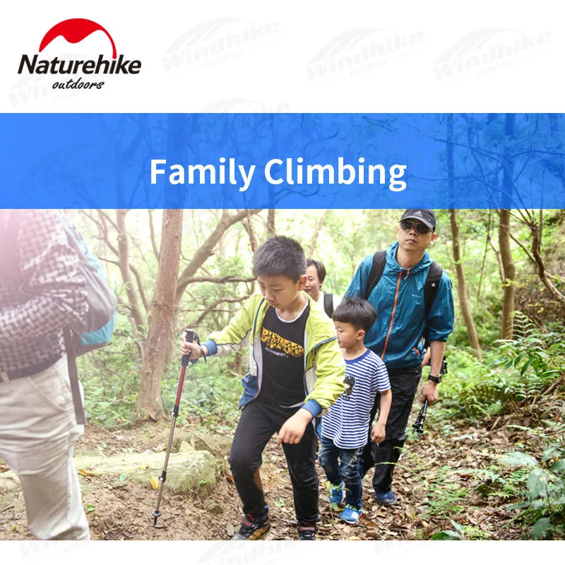Naturehike ST01 v2 Aluminum Alloy Hiking Trekking Pole Rubber Tip Ultralight Heavy Duty Walking Trek Stick Telescopic Retractable Rod Upgraded