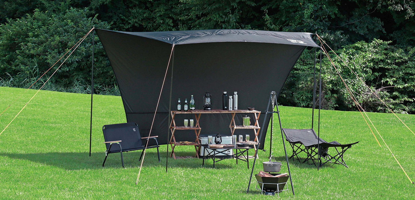 CAPTAIN STAG UB-2004 Camping Bed Portable Lightweight Foldable CS Black Label Folding Cot Wide Design With Side Pocket Load Bearing 80kg Bed Outdoor