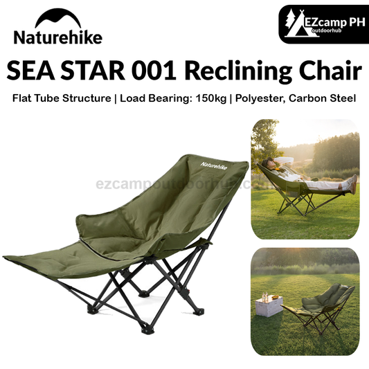 Naturehike SEA STAR 001 Reclining Chair High Back Moon Chair 3 Adjustable Level Cotton Filled Foam Padded Relax 150kg Max Load Outdoor Camping