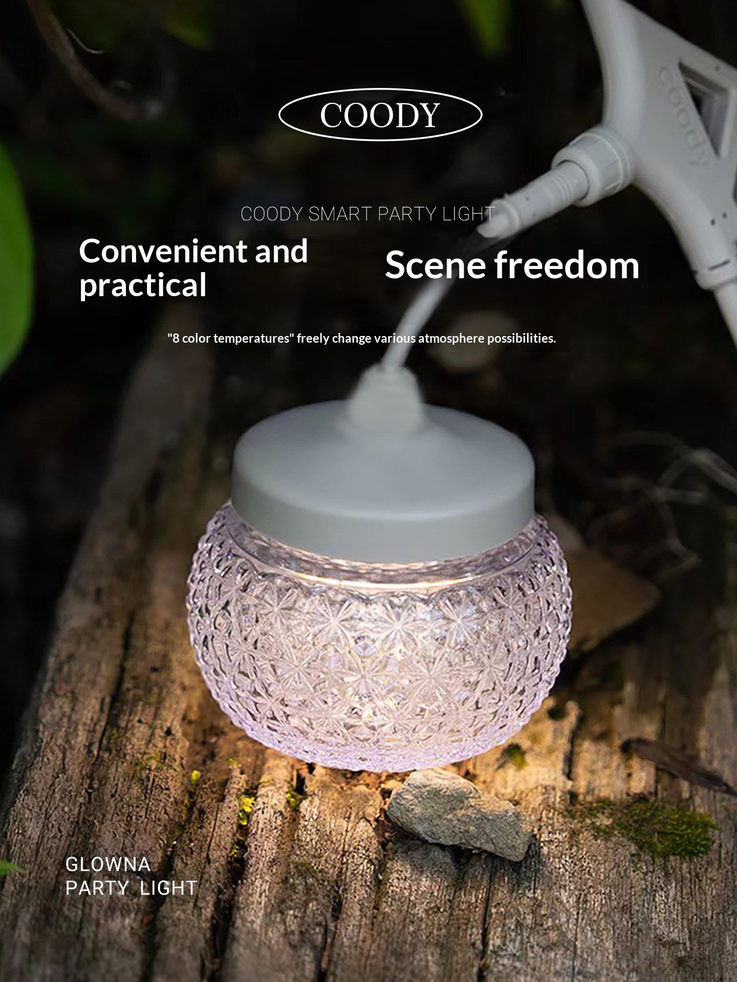 Coody Smart Party Light Tent Camp Light Premium Atmosphere Ambient Lamps LED String Waterproof Adjustable Color Temperature Strip Lantern Outdoor