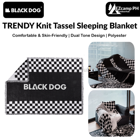 Blackdog TRENDY Knit Tassel Sleeping Blanket Dual-Tone and Dual-Face Checkered Pattern Comfortable Skin-Friendly Tassel Design Bed Sheet Outdoor