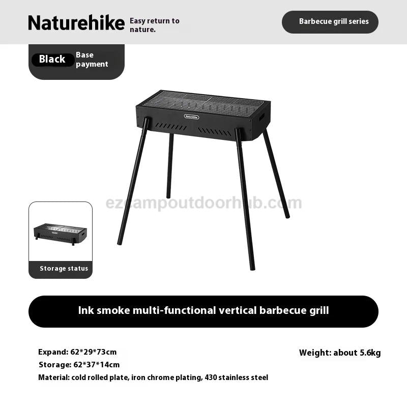 Naturehike Ink Smoke Vertical Barbecue Grill Portable Foldable Multi Functional BBQ Griller Food Grade Grilled Net Thickened Charcoal Basin Outdoor