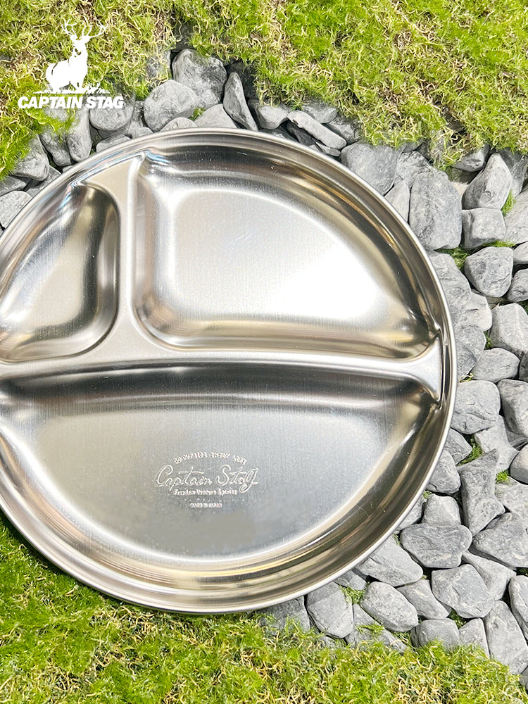 CAPTAIN STAG UW-2024/26/27 Tableware Plate Portable Stainless Steel Dining Split Plate Dish Outdoor Camping Utensil Rust Resistant Made in Japan