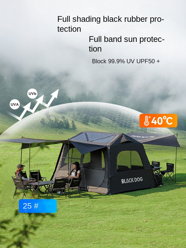 Blackdog MISTY AIR 6.0 Inflatable Black Tent 4 Person Fast Build Built-in Electric Air Pump Large Space up to 18m² Use Vinyl Coated Sunscreen Waterproof Extended Canopy
