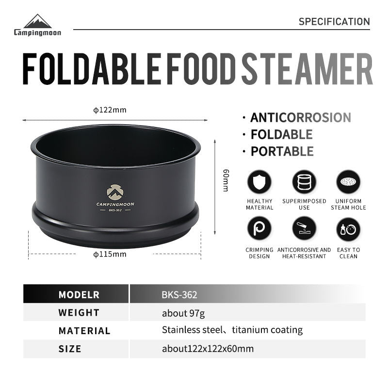 CAMPINGMOON BKS Series Black Stainless Steel Sierra Bowl Beer Coffee Tea Mug Shot Glass Titanium Coated Shera Hanging Cup Stackable Storage Utensil